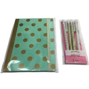 Planner Kit Stationery Set Journal Mechanical Pencils Teal Gold Dot Target NWT